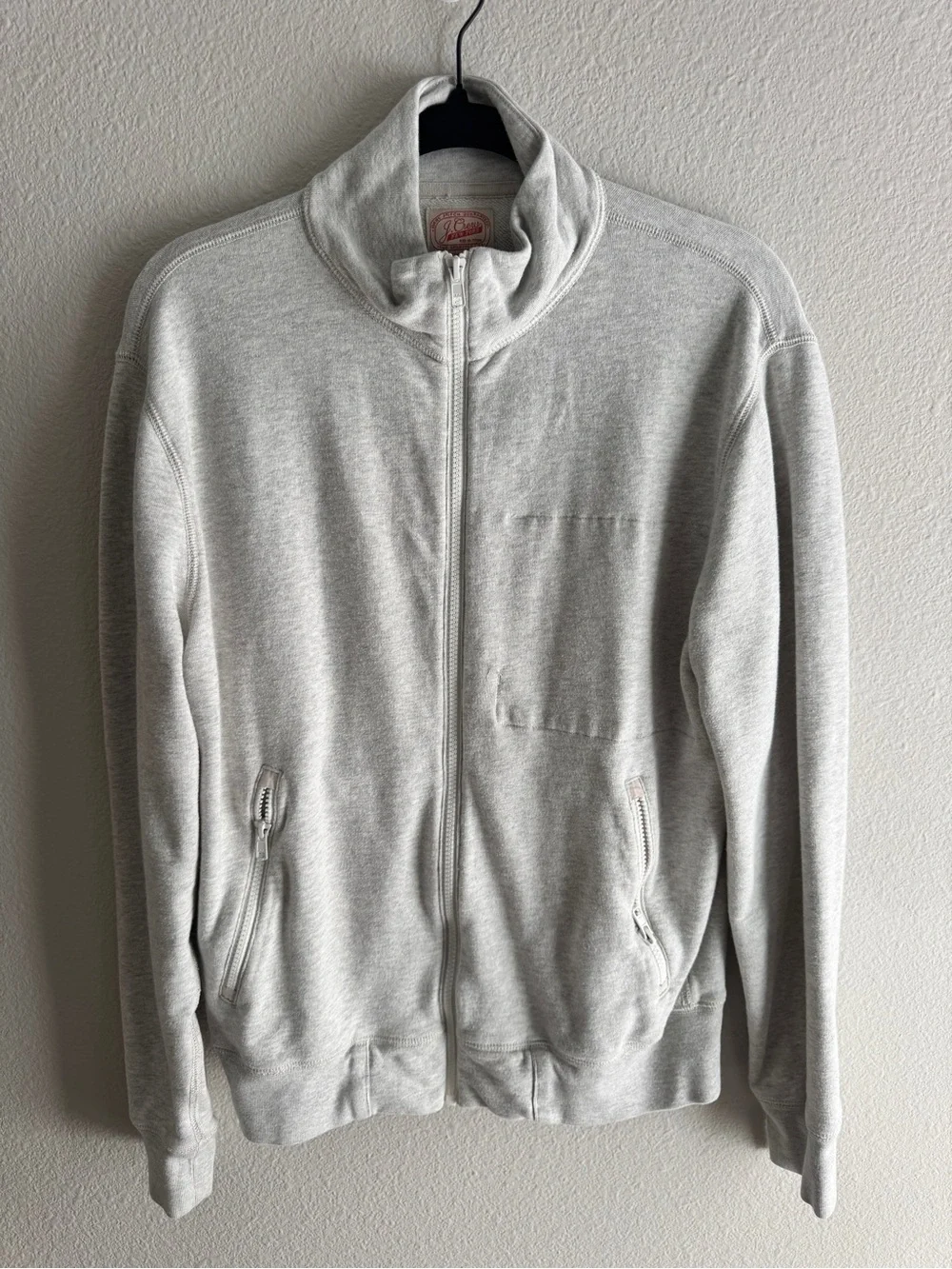 JCrew Sporting Life Full Zip Sweatshirt Jacket Grey Mens Medium Mock Neck